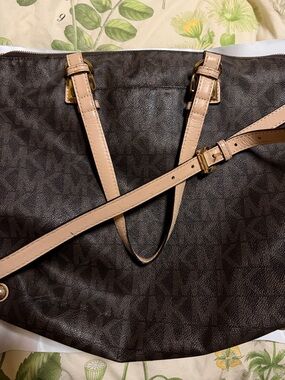 MICHAEL Michael Kors Brown Tote with Beige Trim